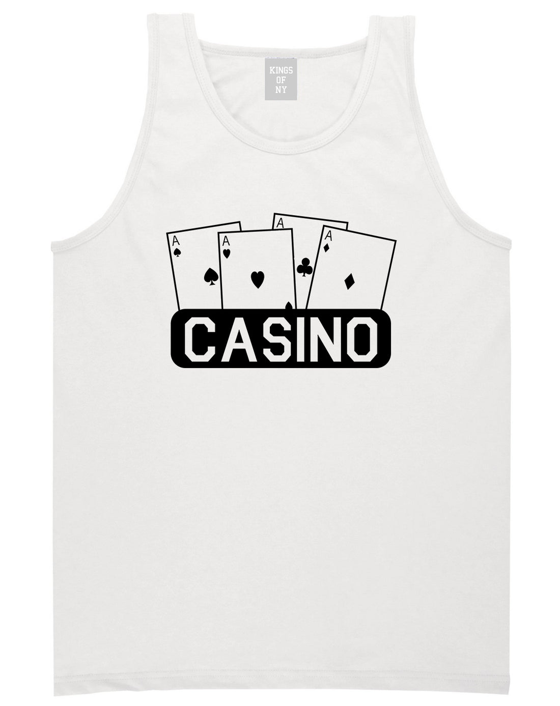 Casino Ace Cards White Tank Top Shirt by Kings Of NY