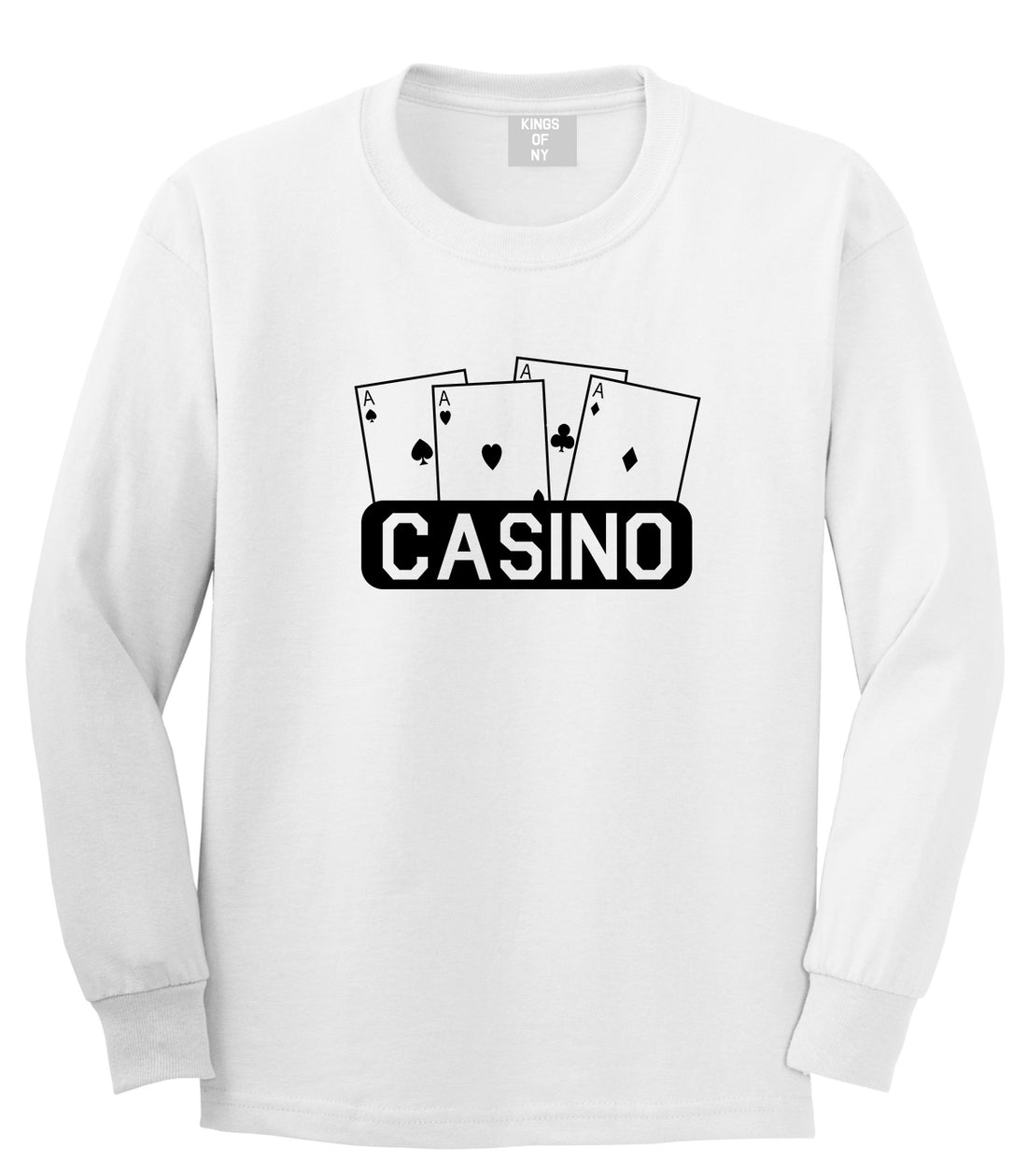 Casino Ace Cards White Long Sleeve T-Shirt by Kings Of NY