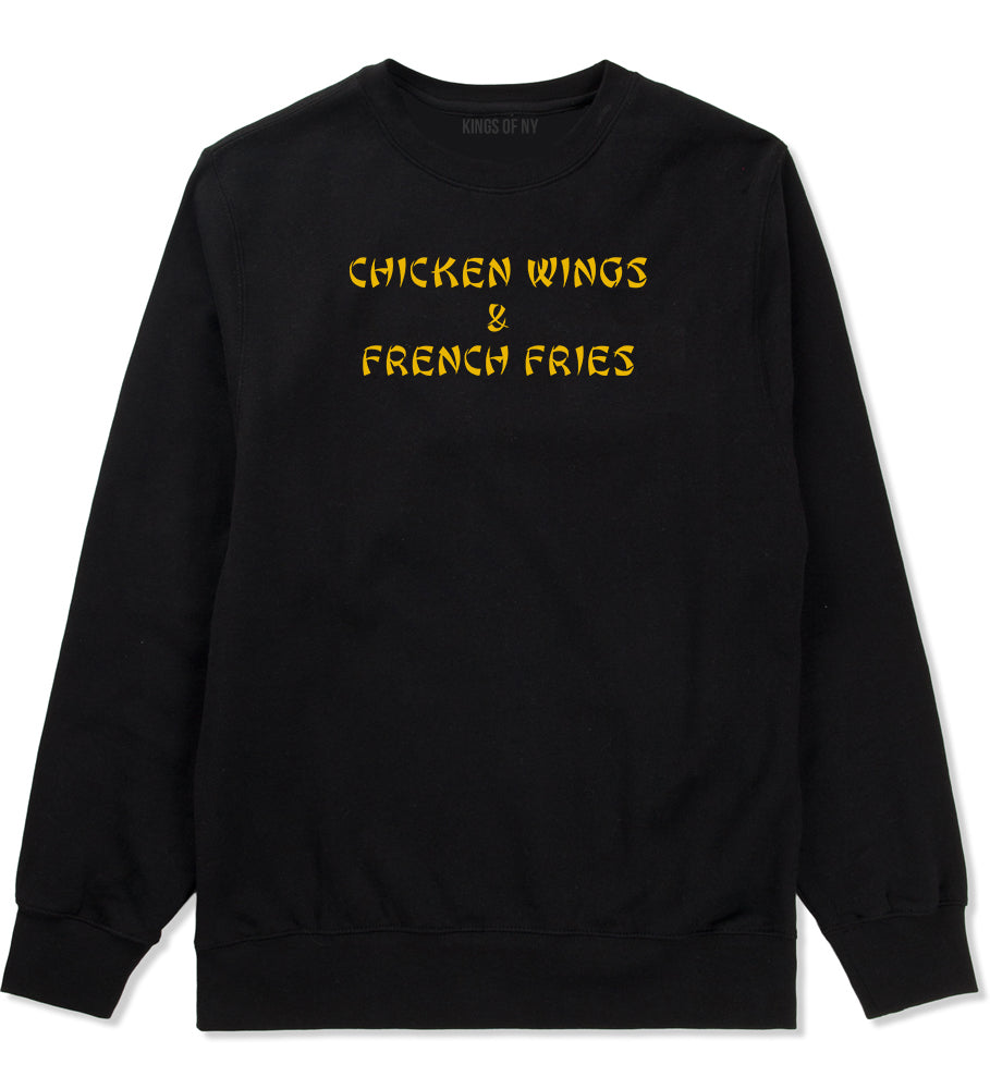 Chicken Wings And French Fries Crewneck Sweatshirt in Black