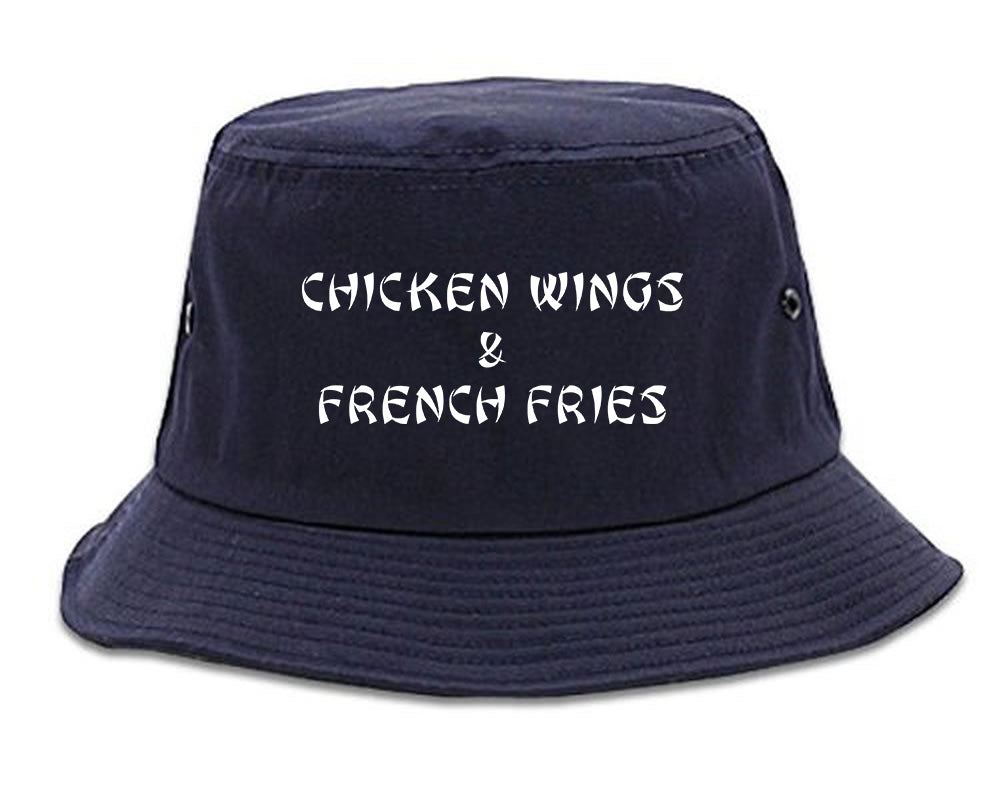 Chicken Wings And French Fries Navy Blue Bucket Hat