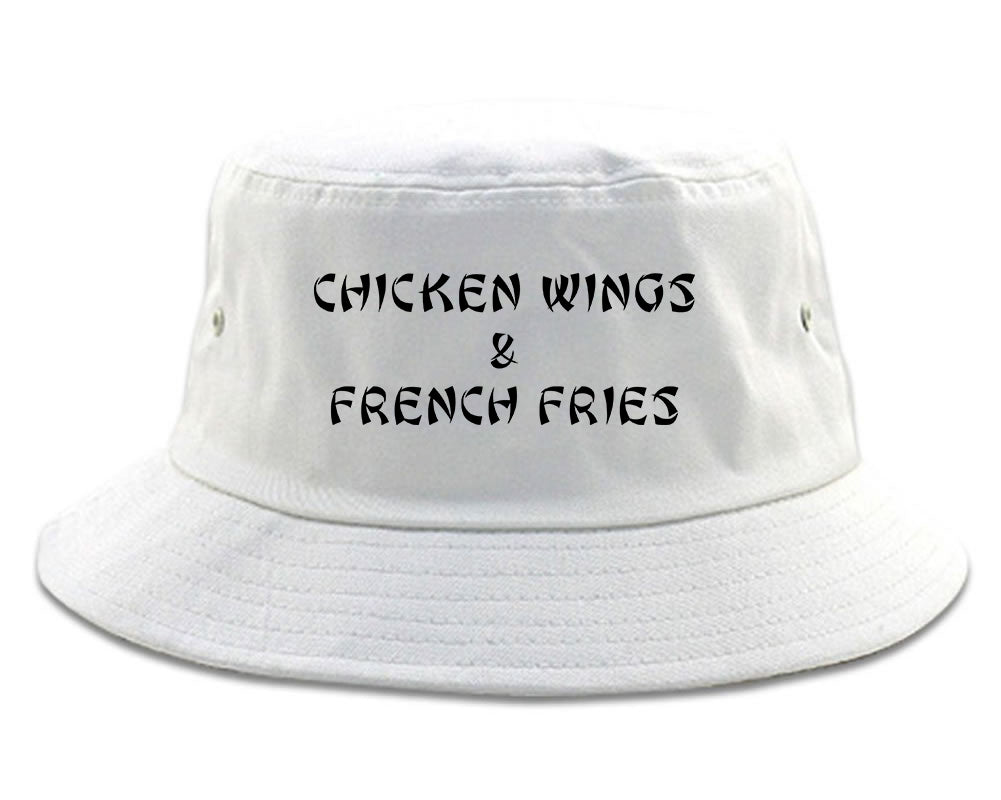 Chicken Wings And French Fries White Bucket Hat