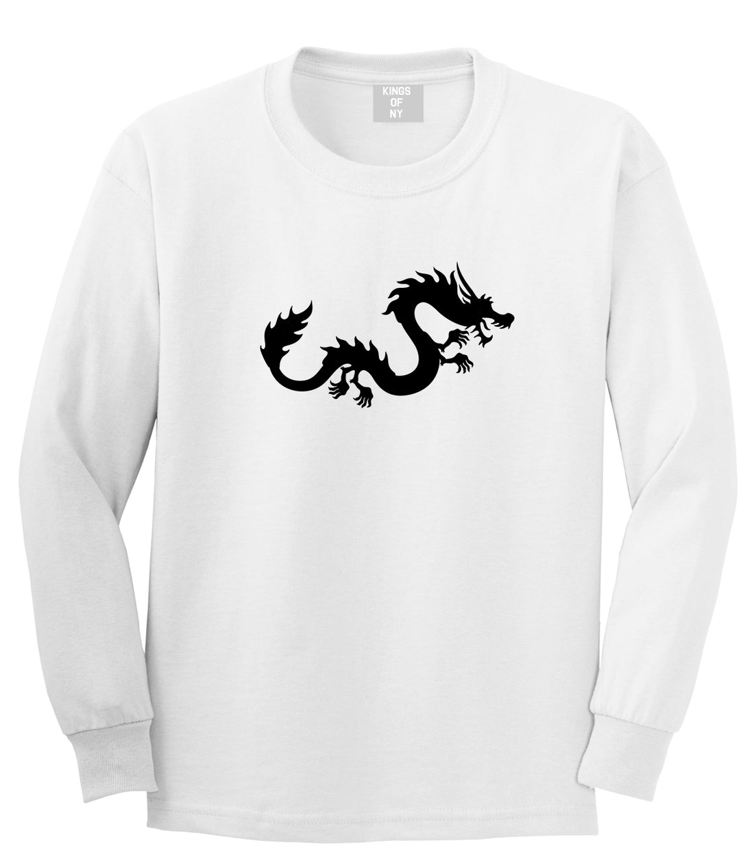 Chinese Dragon White Long Sleeve T-Shirt by Kings Of NY