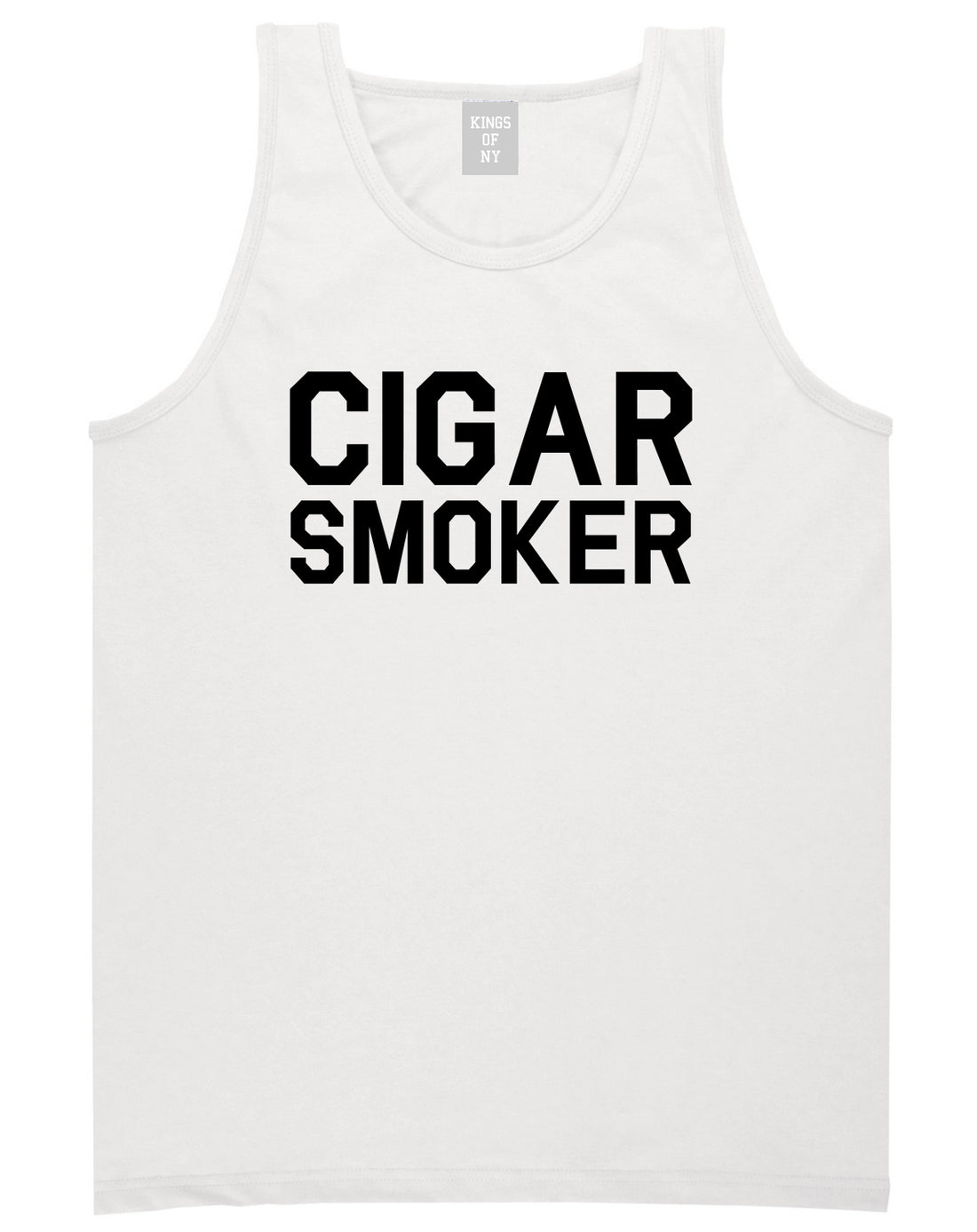 Cigar Smoker White Tank Top Shirt by Kings Of NY