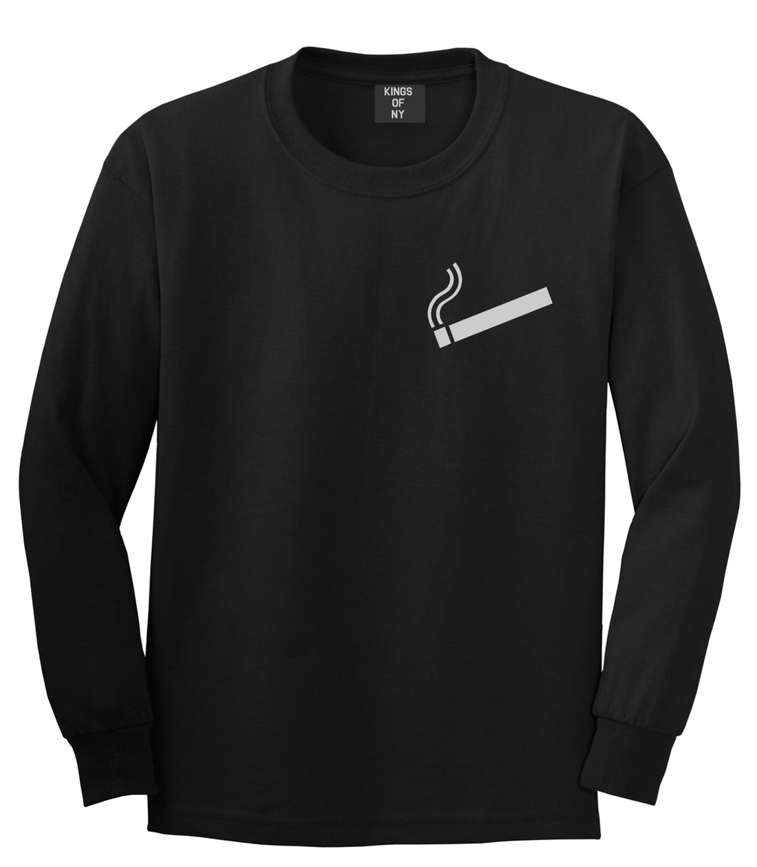 Cigarette Chest Black Long Sleeve T-Shirt by Kings Of NY