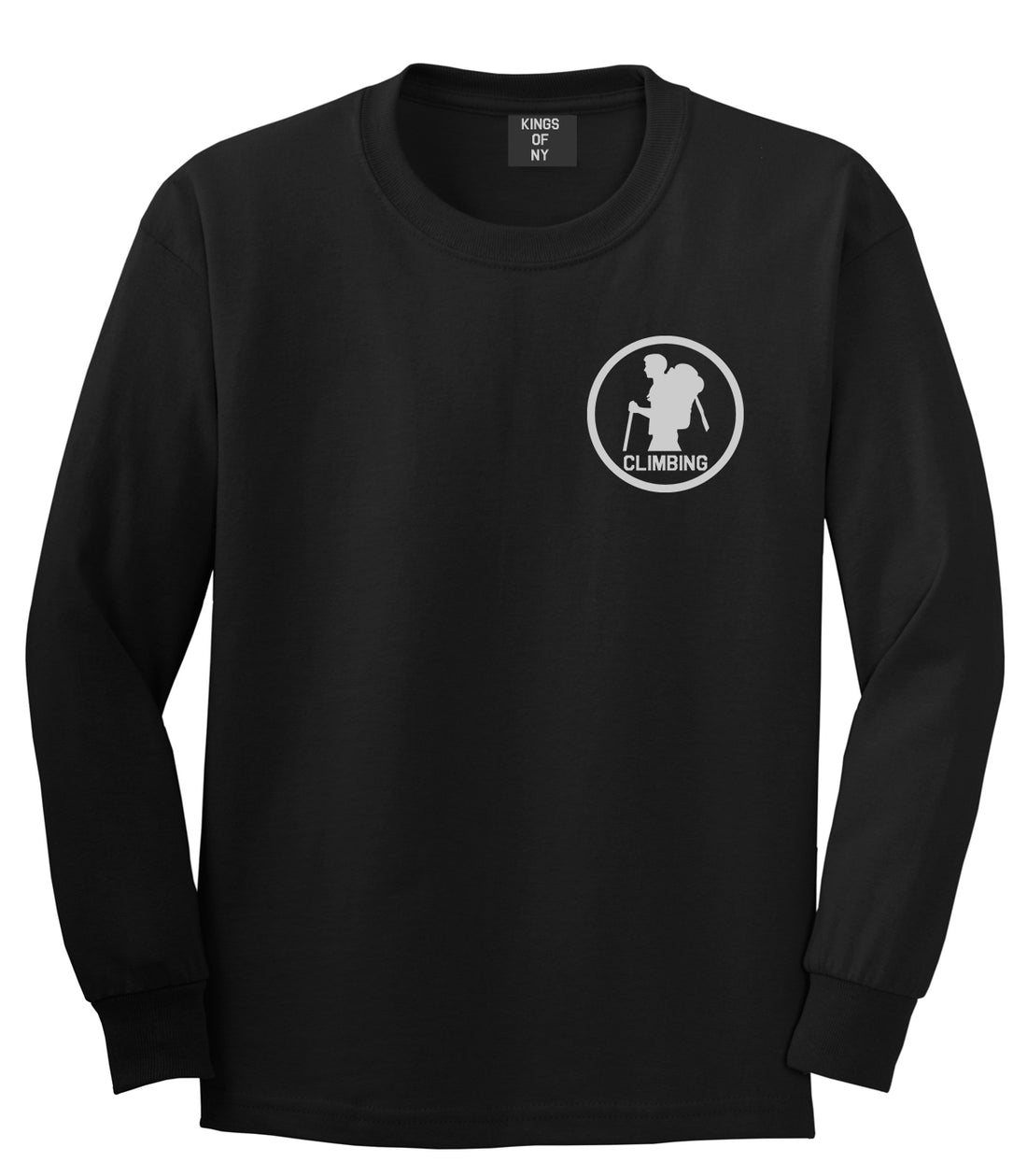 Climbing Hiker Chest Black Long Sleeve T-Shirt by Kings Of NY