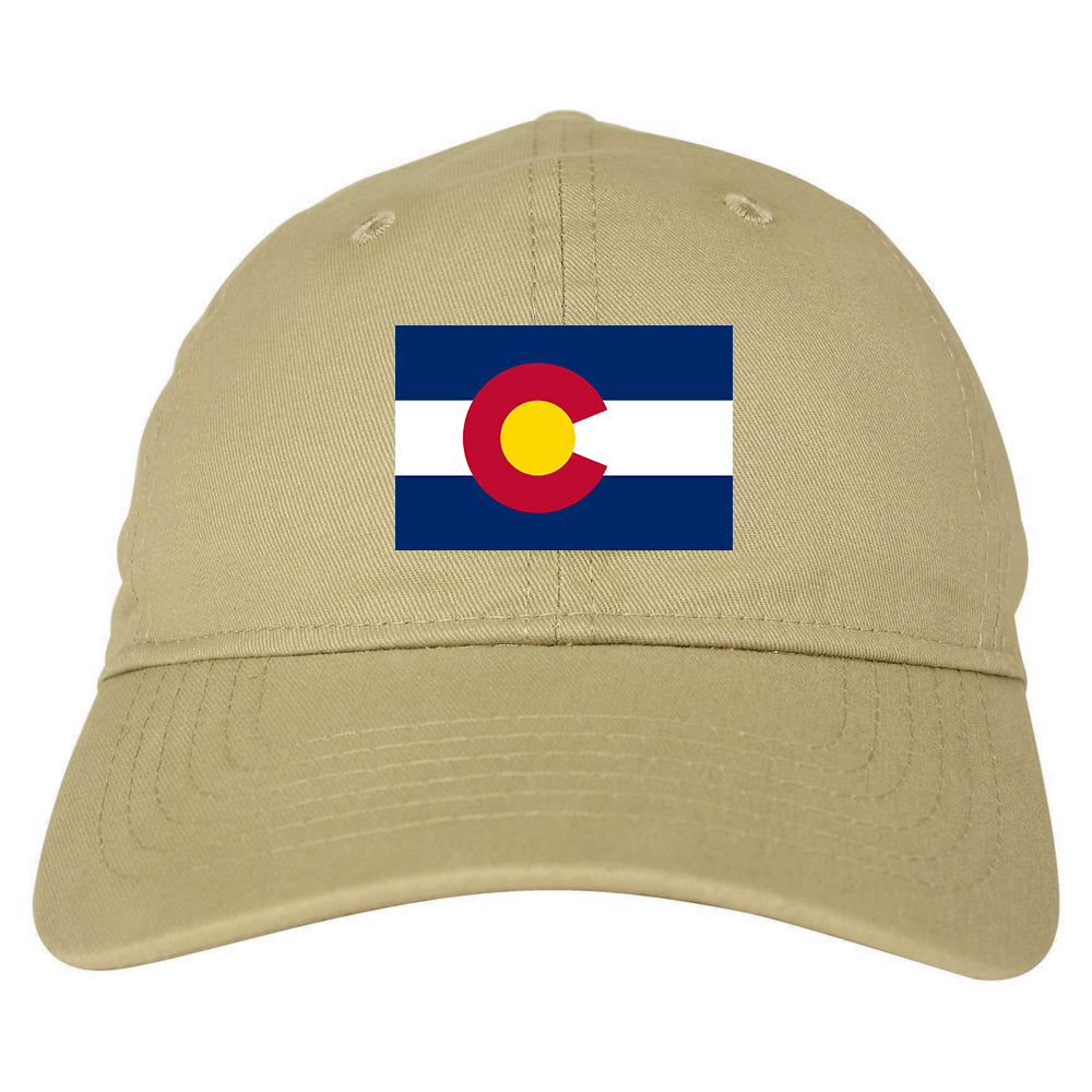 Colorado State Flag CO Chest Mens Dad Hat Tan