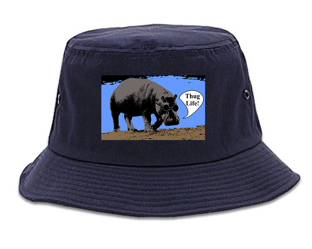 Cool Hippo Thug Life Funny Mens Snapback Hat Navy Blue