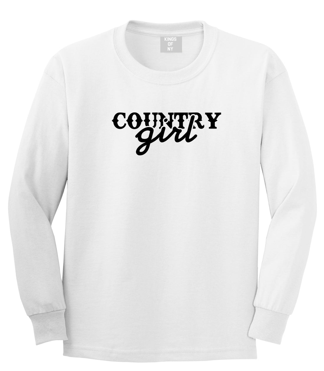 Country Girl White Long Sleeve T-Shirt by Kings Of NY