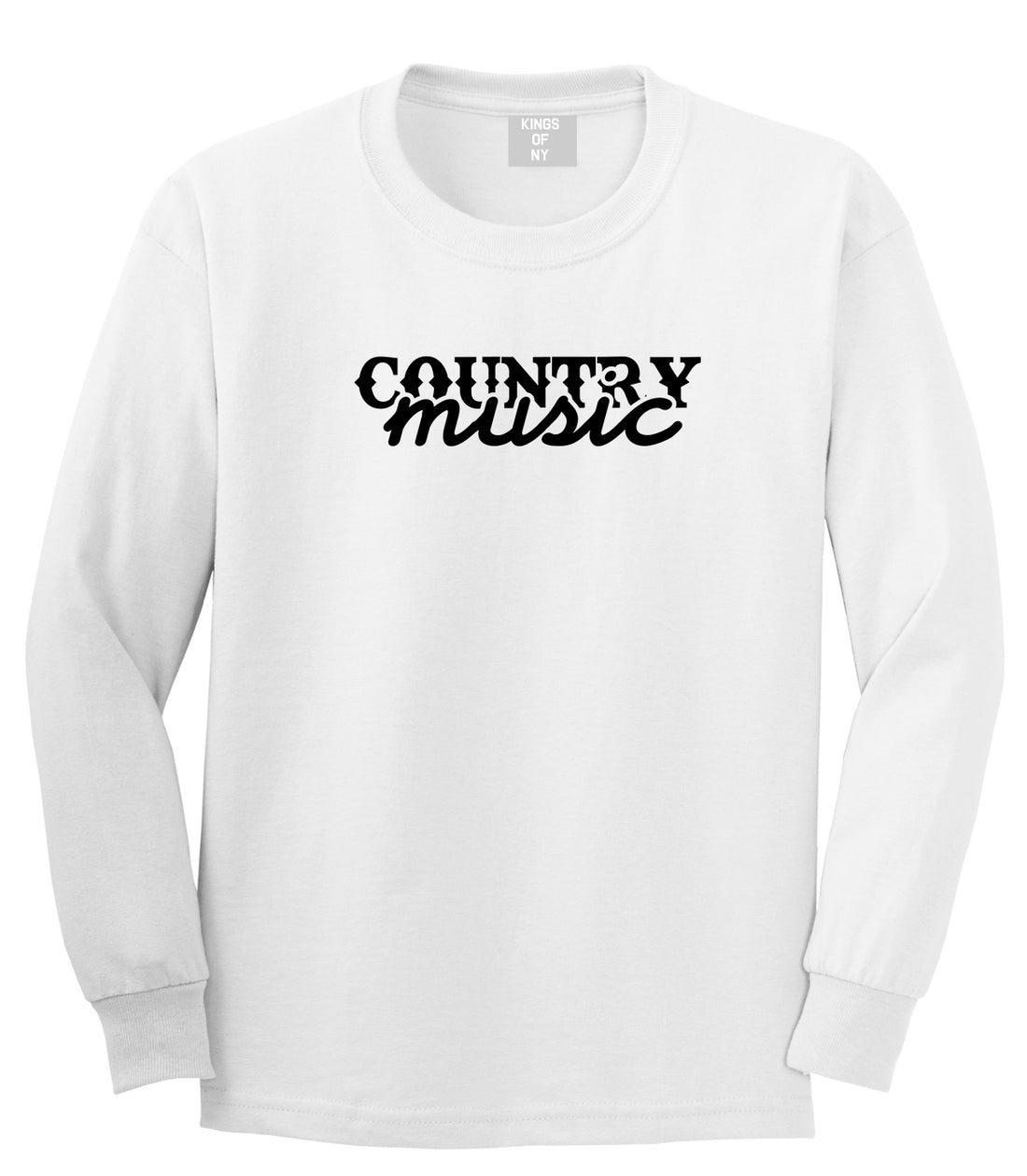 Country Music White Long Sleeve T-Shirt by Kings Of NY