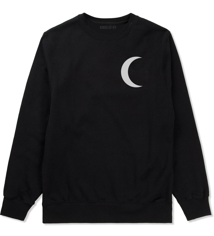 Crescent Moon Chest Black Crewneck Sweatshirt by Kings Of NY