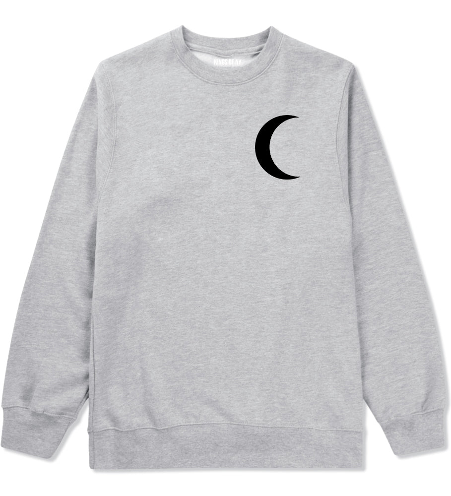 Crescent Moon Chest Grey Crewneck Sweatshirt by Kings Of NY