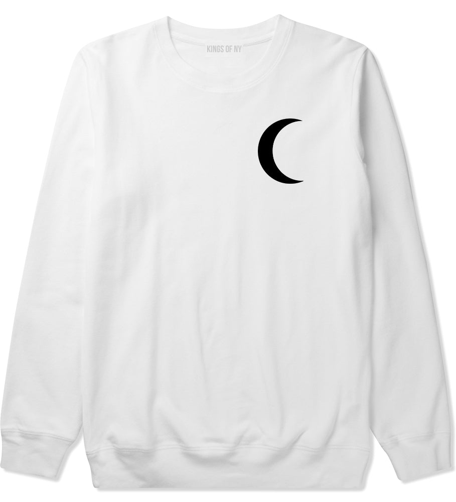Crescent Moon Chest White Crewneck Sweatshirt by Kings Of NY