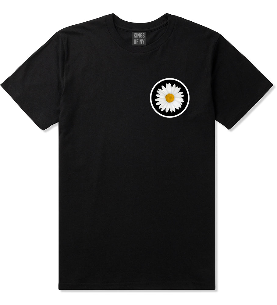 Daisy_Flower_Chest Mens Black T-Shirt by Kings Of NY