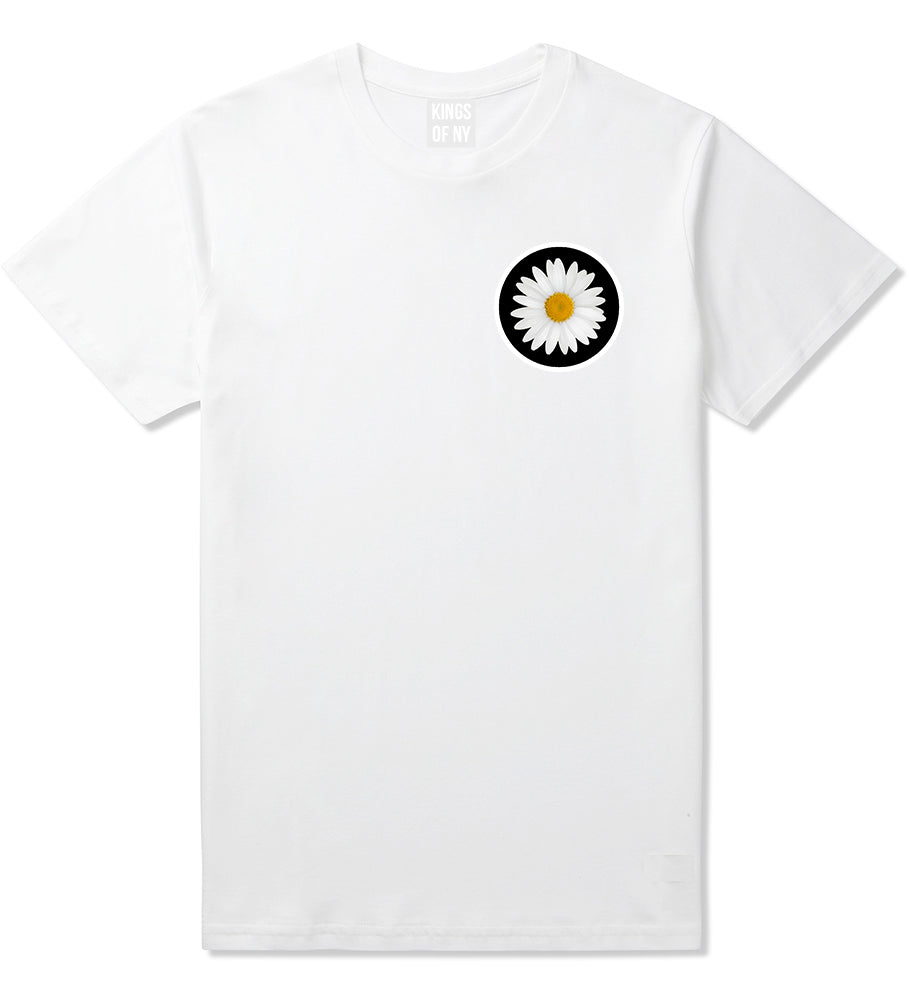 Daisy_Flower_Chest Mens White T-Shirt by Kings Of NY