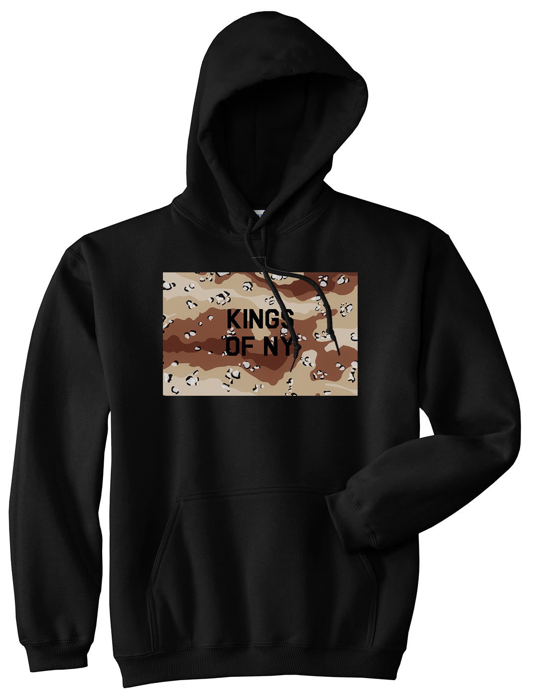 Desert Camo Army Pullover Hoodie in Black