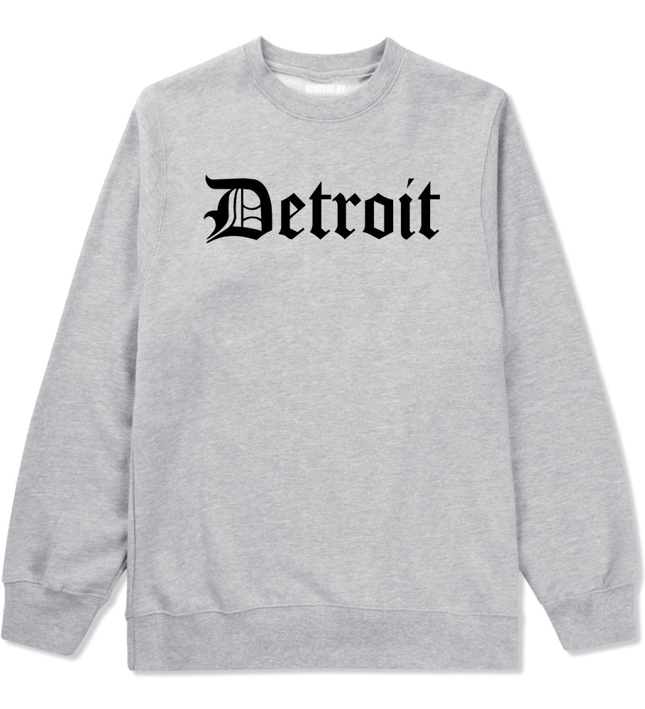 Detroit Old English Mens Crewneck Sweatshirt Grey
