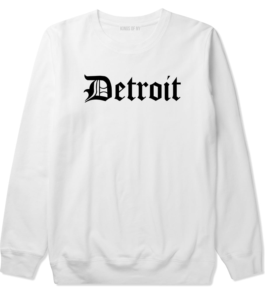 Detroit Old English Mens Crewneck Sweatshirt White