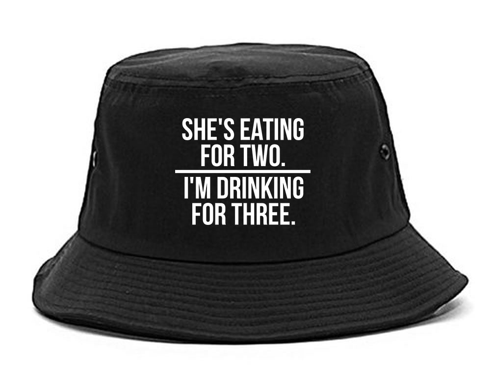 Drinking For Three Funny Pregnancy Announcement Mens Bucket Hat Black