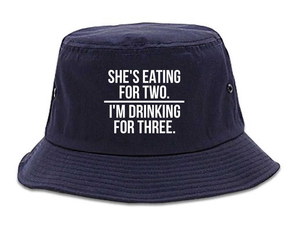 Drinking For Three Funny Pregnancy Announcement Mens Bucket Hat Navy Blue