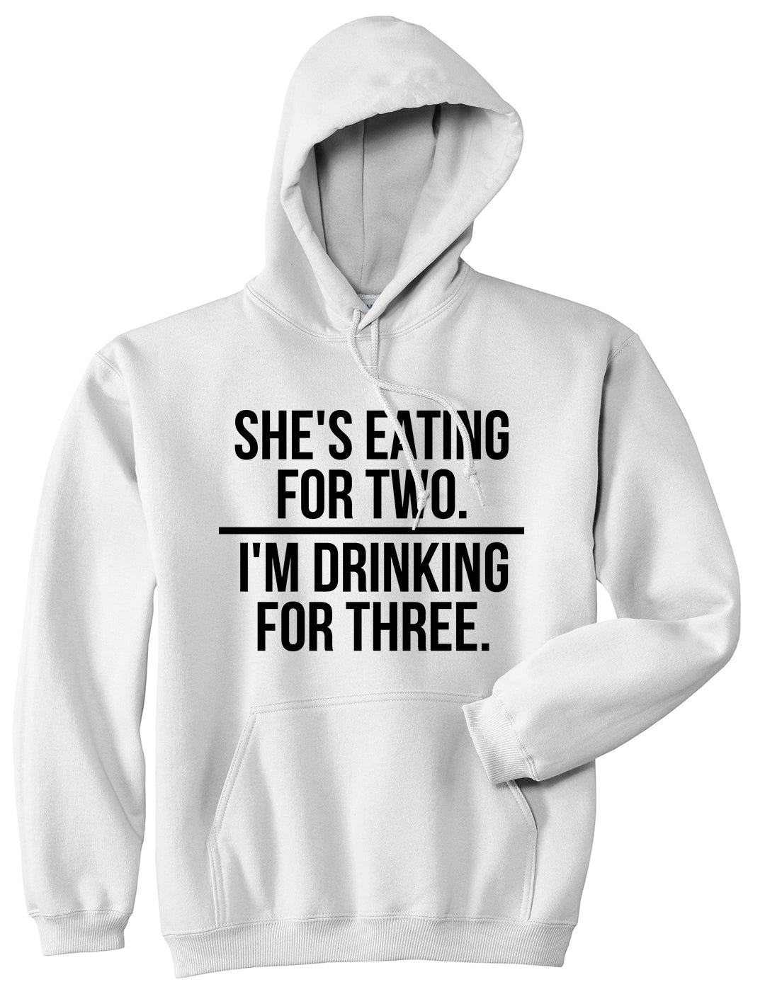Drinking For Three Funny Pregnancy Announcement Mens Pullover Hoodie White