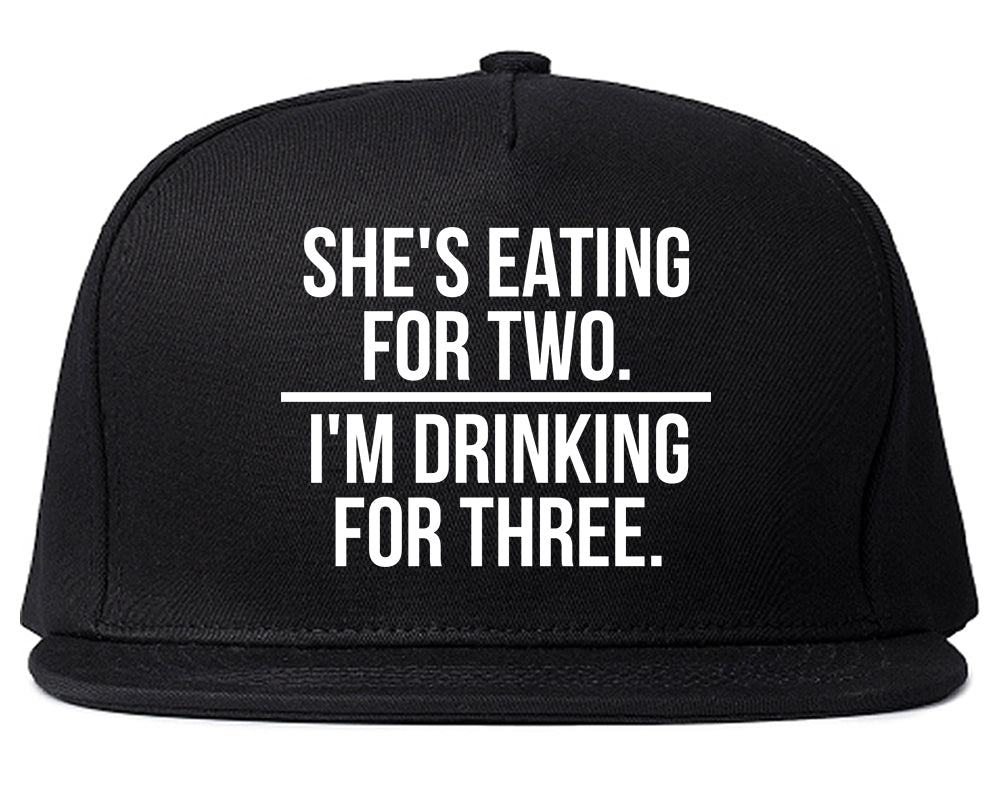 Drinking For Three Funny Pregnancy Announcement Mens Snapback Hat Black