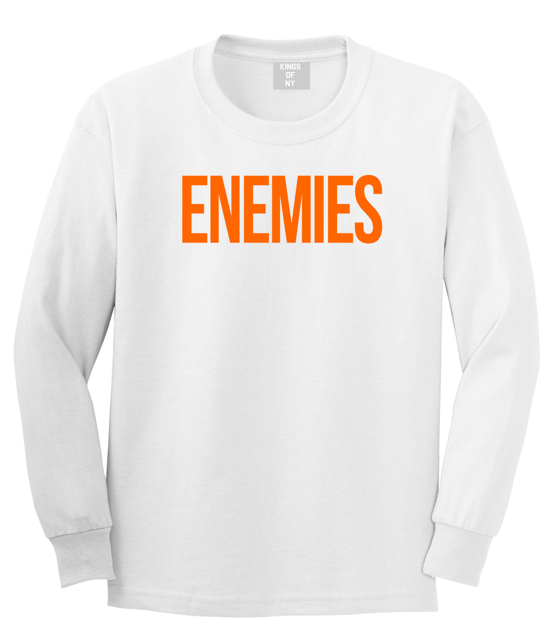 ENEMIES Orange Print Long Sleeve T-Shirt in White