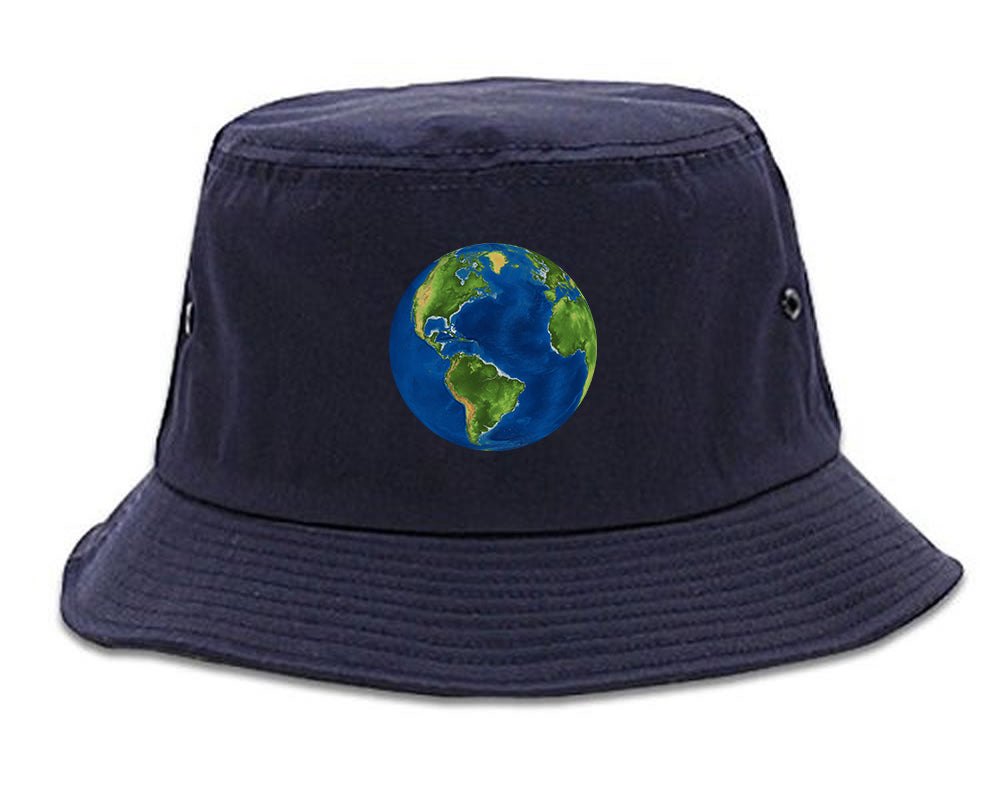 Earth_Globe Mens Blue Bucket Hat by Kings Of NY
