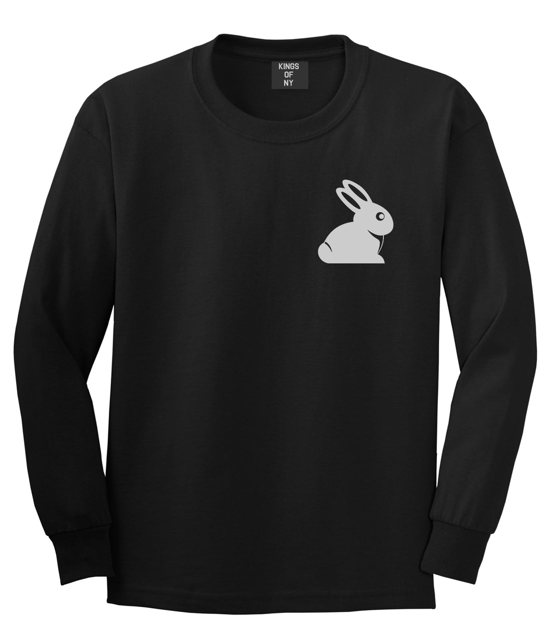 Easter Bunny Rabbit Chest Mens Black Long Sleeve T-Shirt by Kings Of NY