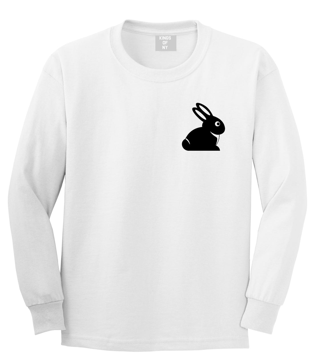 Easter Bunny Rabbit Chest Mens White Long Sleeve T-Shirt by Kings Of NY