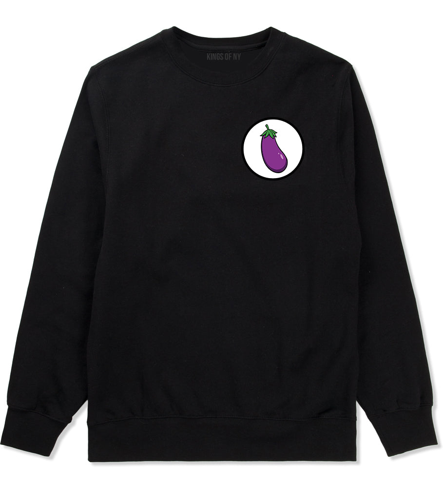 Eggplant Emoji Chest Mens Black Crewneck Sweatshirt by Kings Of NY