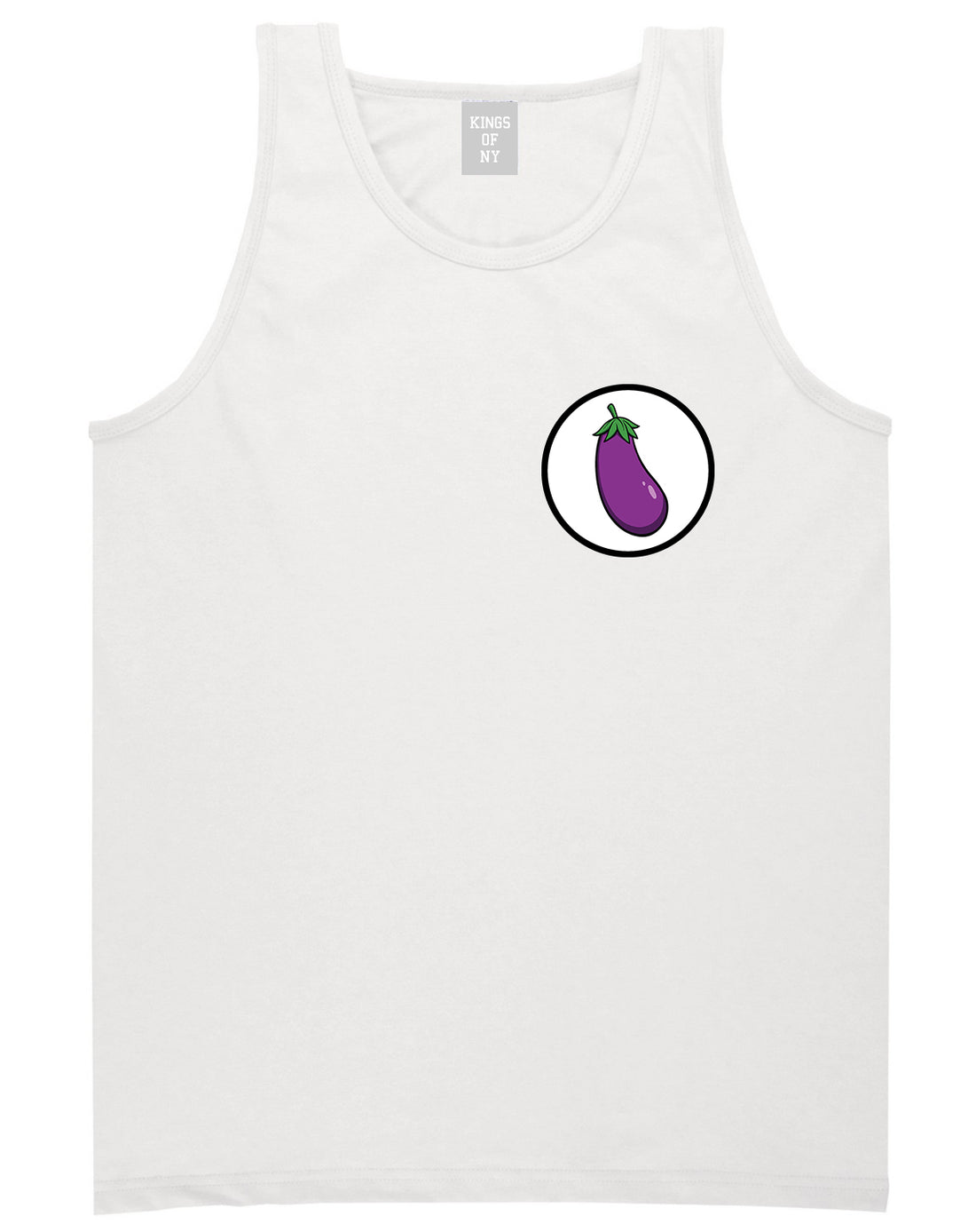 Eggplant_Emoji_Chest Mens White Tank Top Shirt by Kings Of NY