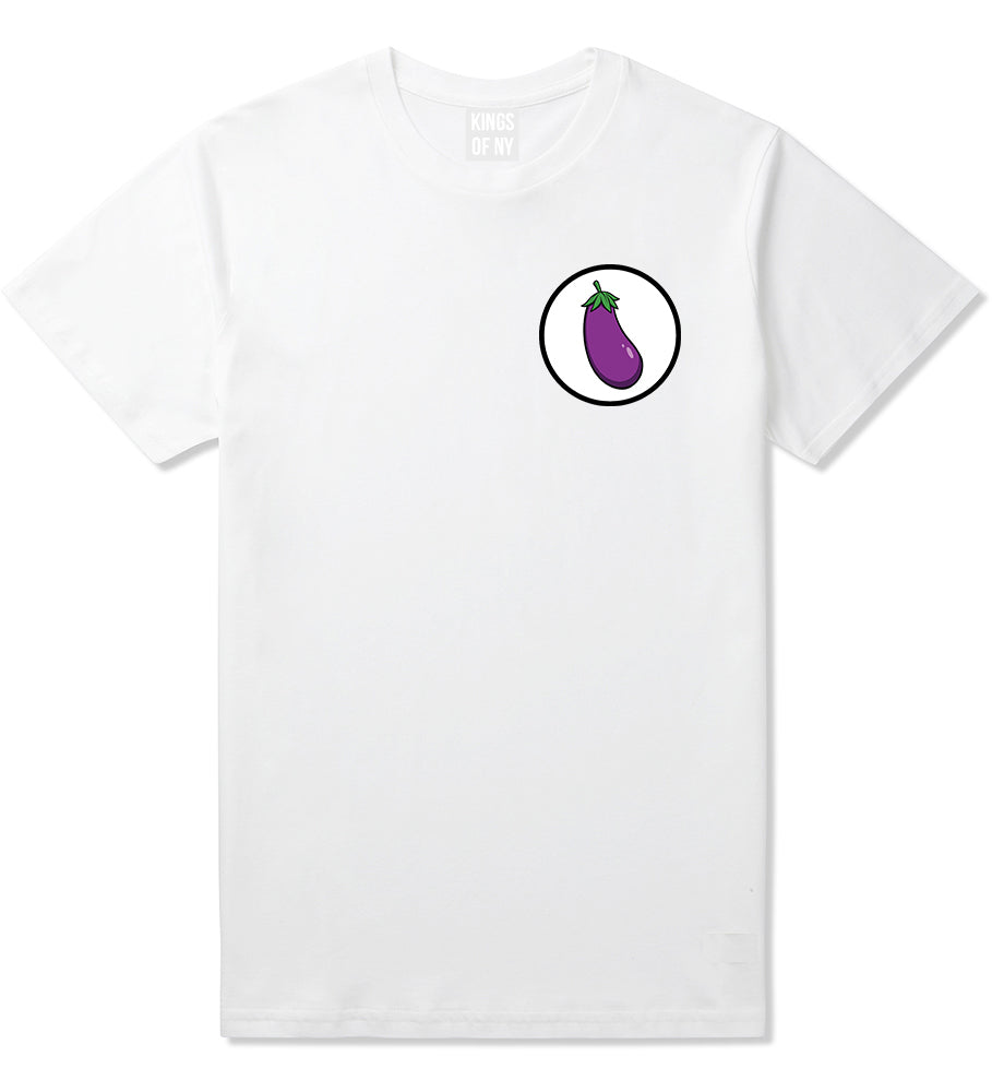Eggplant_Emoji_Chest Mens White T-Shirt by Kings Of NY