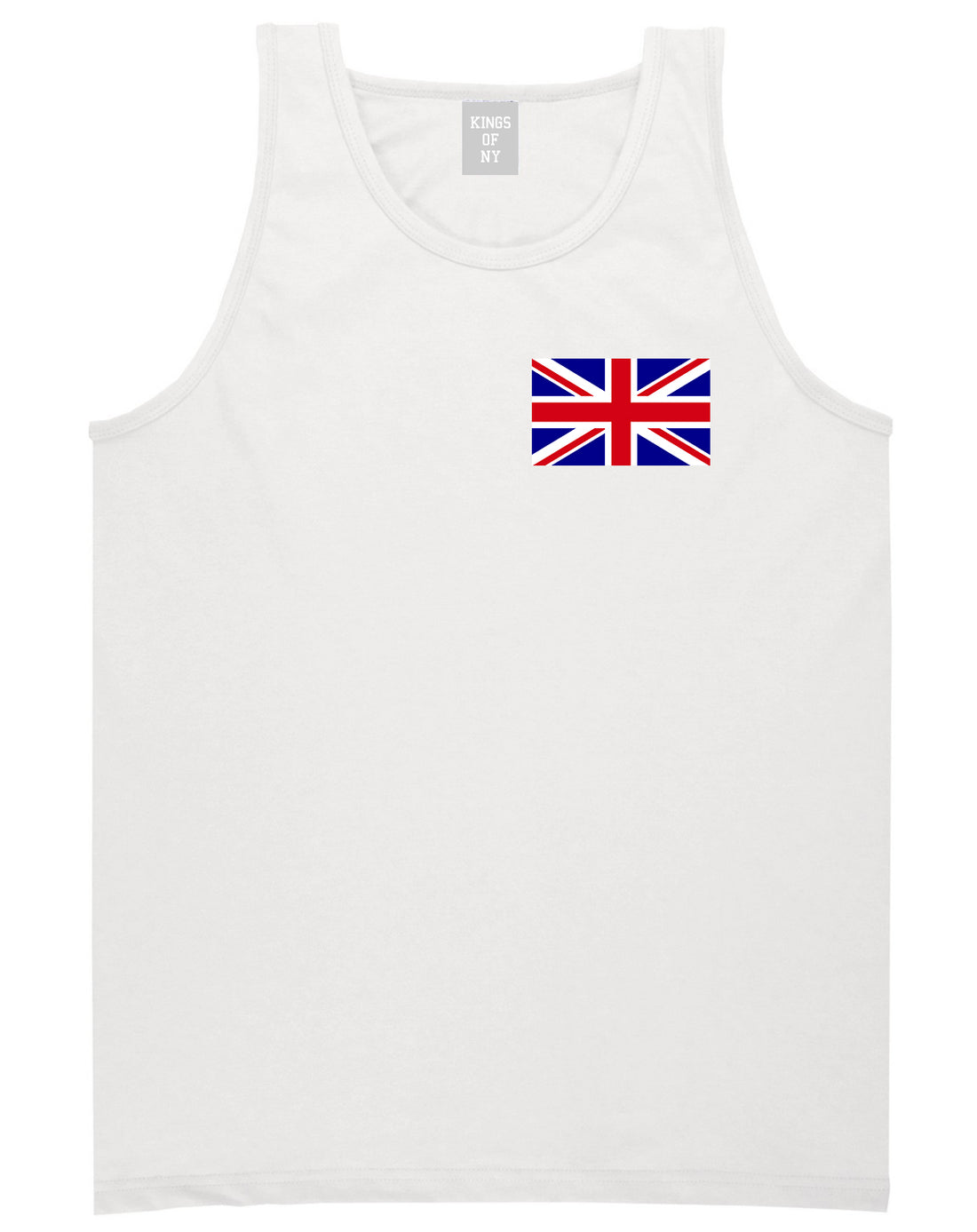 English England Flag Chest Mens White Tank Top Shirt by KINGS OF NY