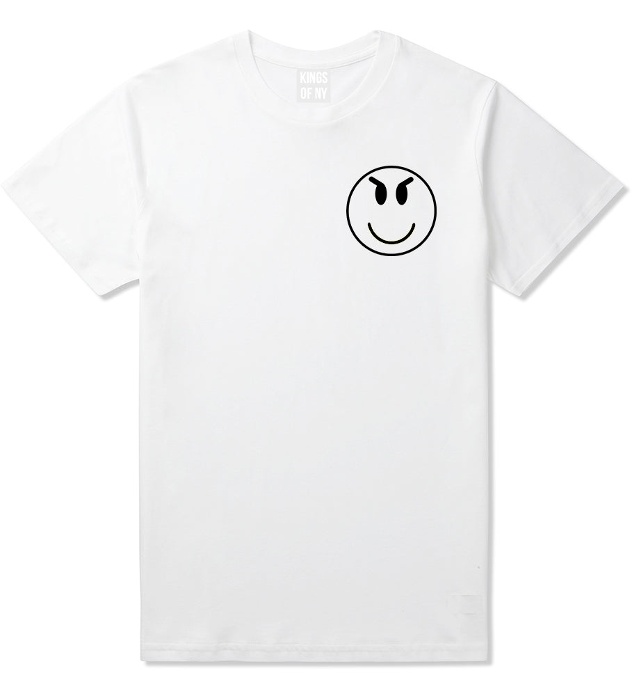 Evil Face Emoji Chest Mens White T-Shirt by KINGS OF NY