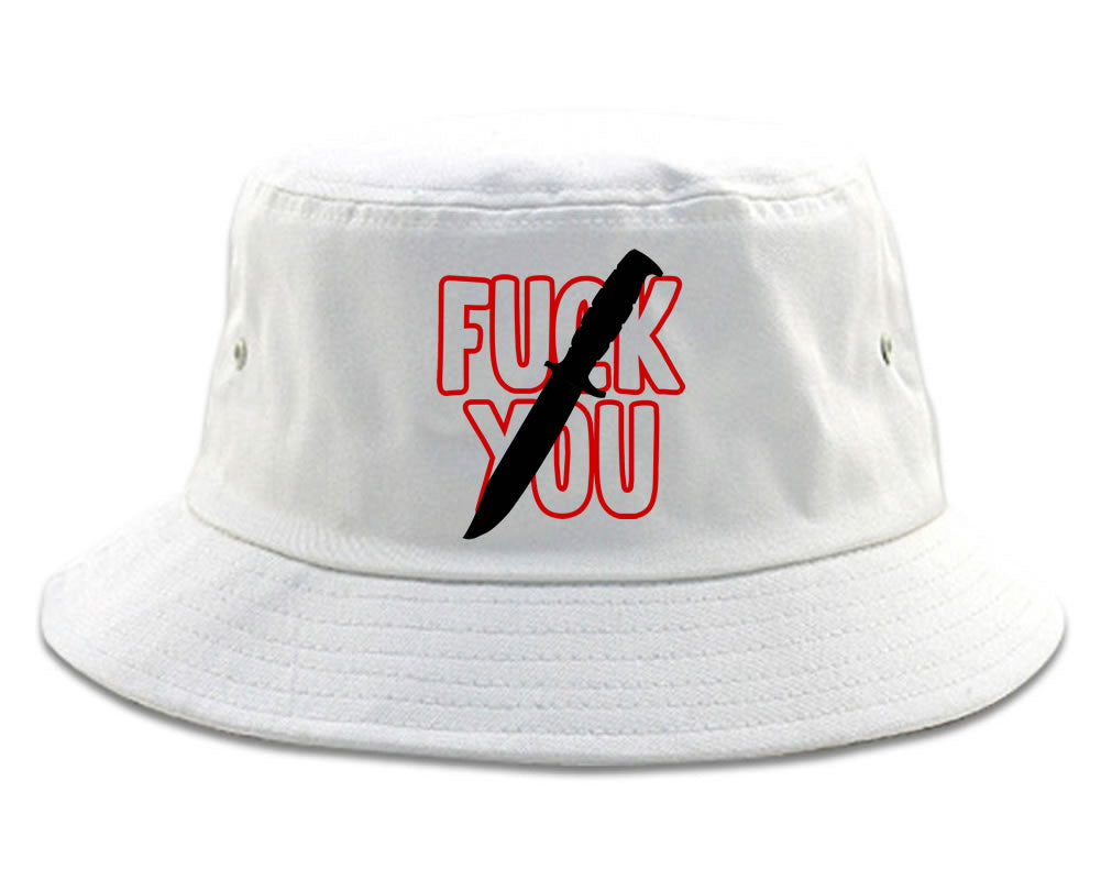 F You Knife Mens Bucket Hat White