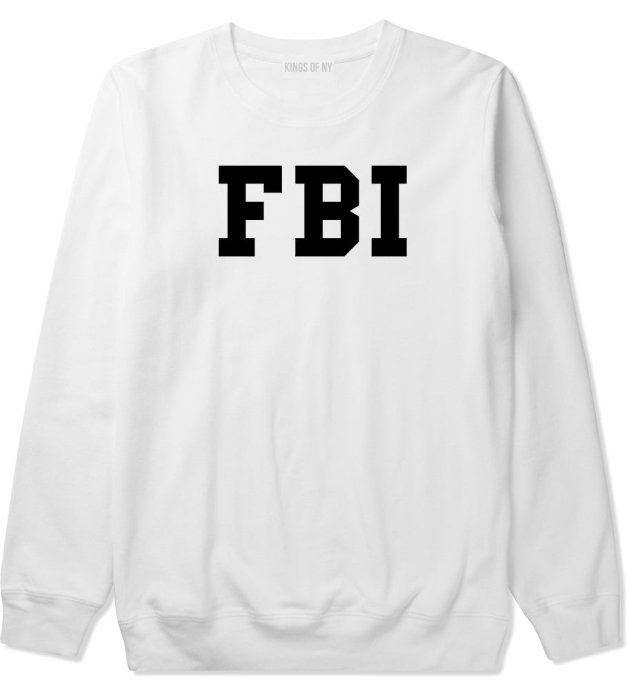 FBI Law Enforcement Mens White Crewneck Sweatshirt by KINGS OF NY