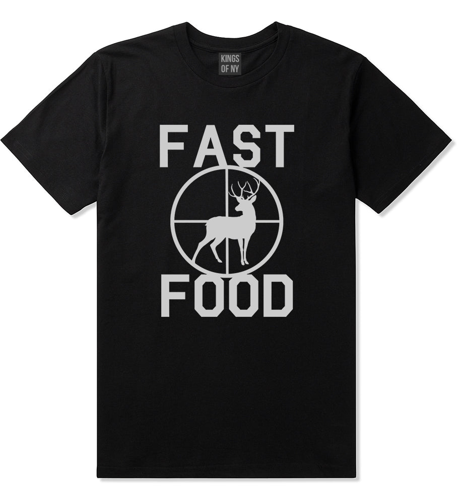 Fast Food Deer Hunting Mens Black T-Shirt by KINGS OF NY