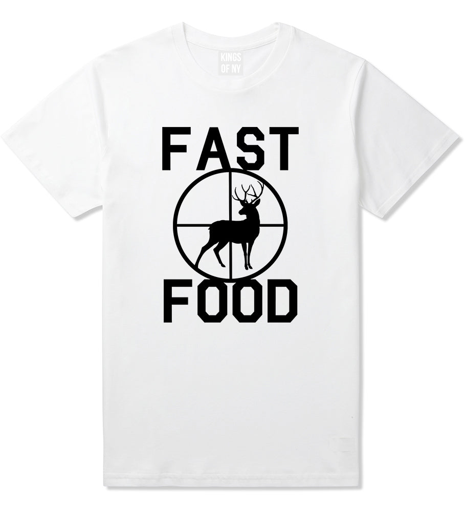Fast Food Deer Hunting Mens White T-Shirt by KINGS OF NY
