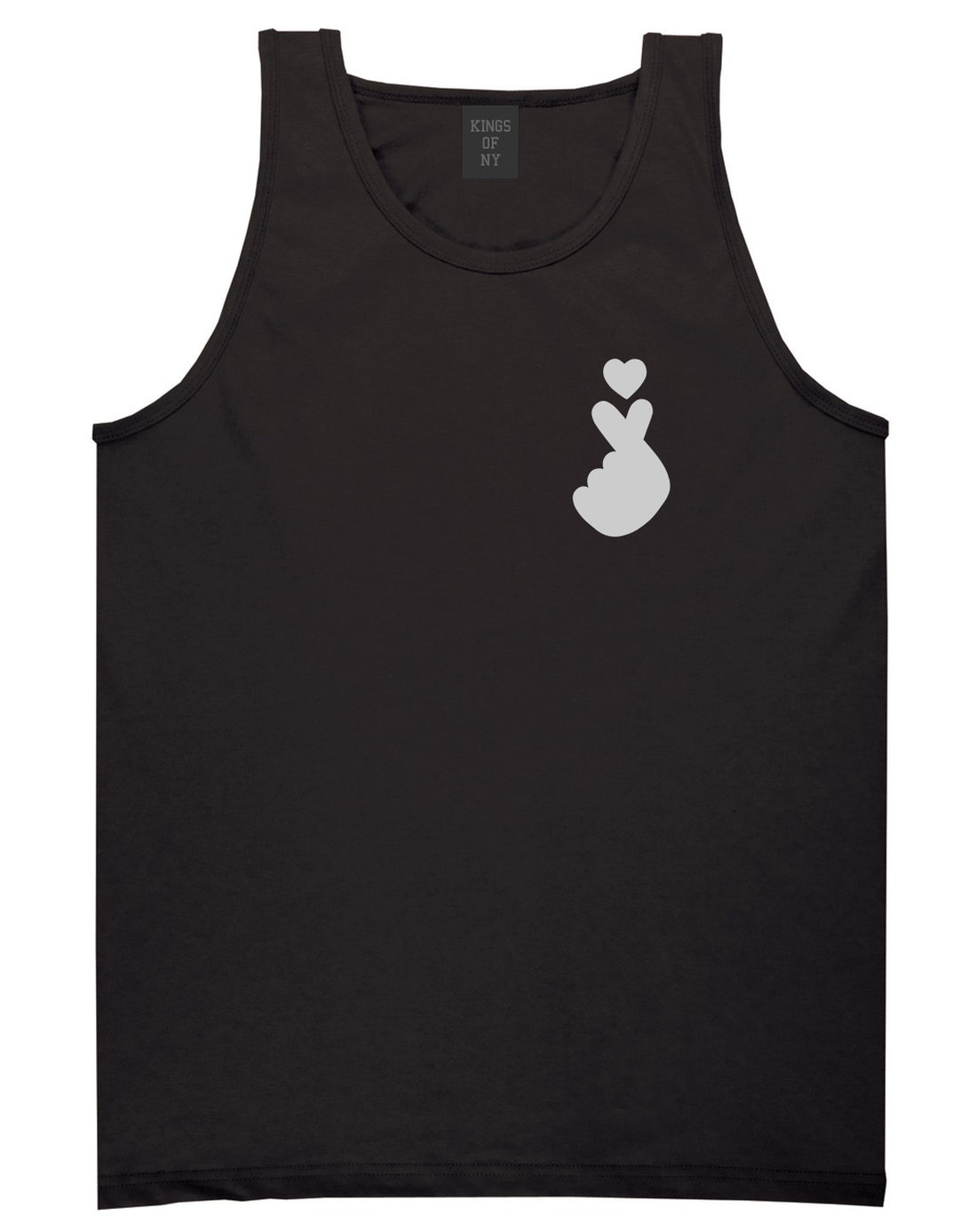 Finger Heart Emoji Chest Mens Black Tank Top Shirt by KINGS OF NY
