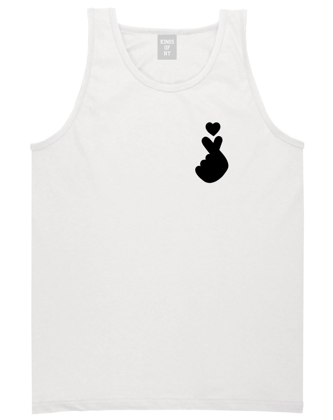 Finger Heart Emoji Chest Mens White Tank Top Shirt by KINGS OF NY