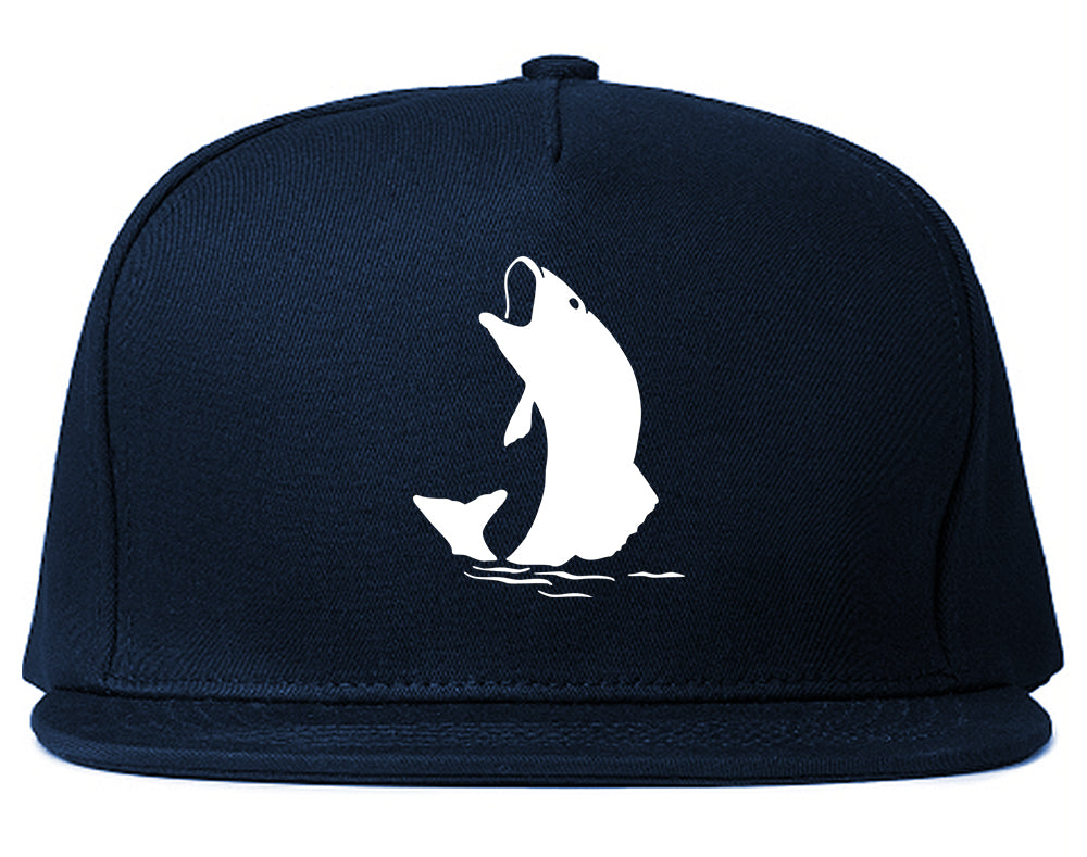 Fish_Fisherman Navy Blue Snapback Hat