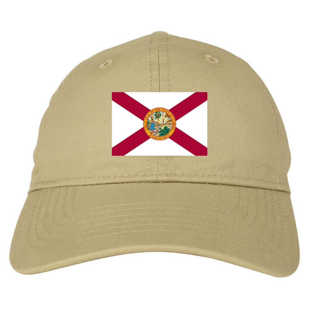 Florida State Flag FL Chest Mens Dad Hat Tan