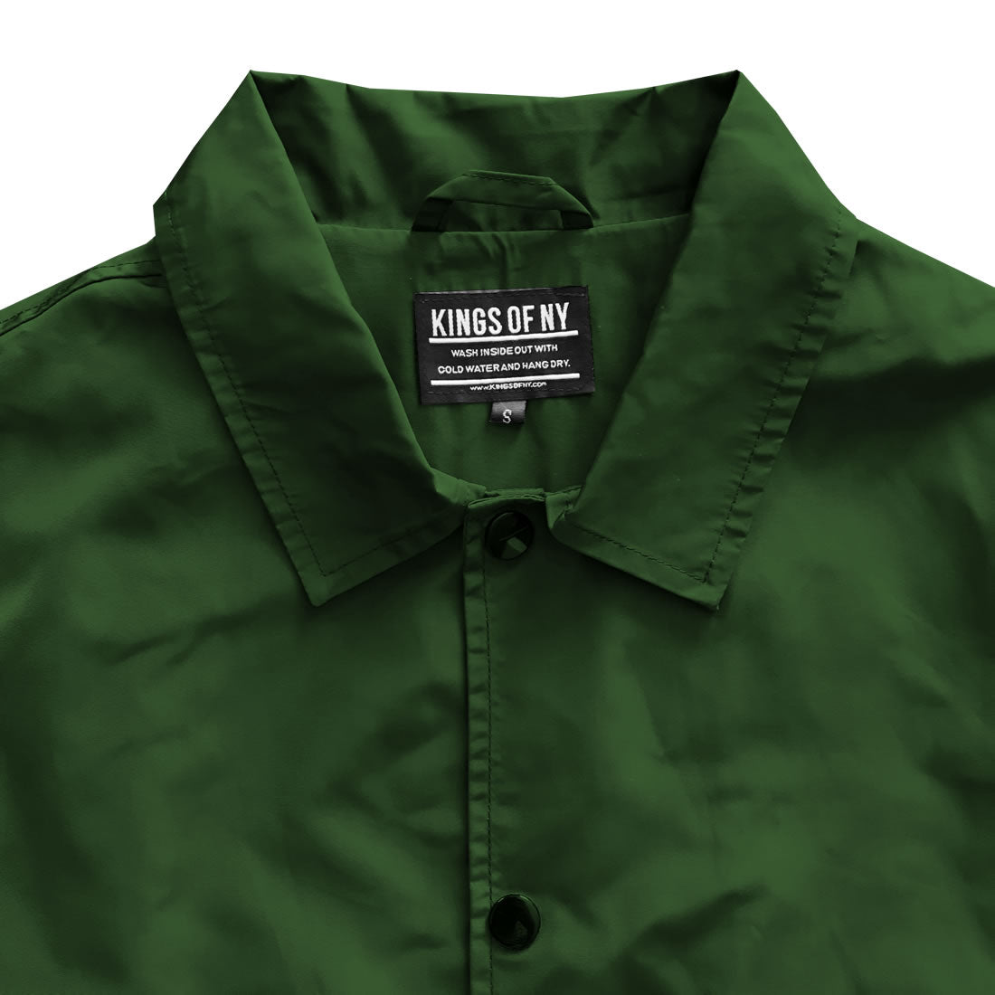 Green Mens Nylon Windbreaker Coaches Jacket Collar Detail