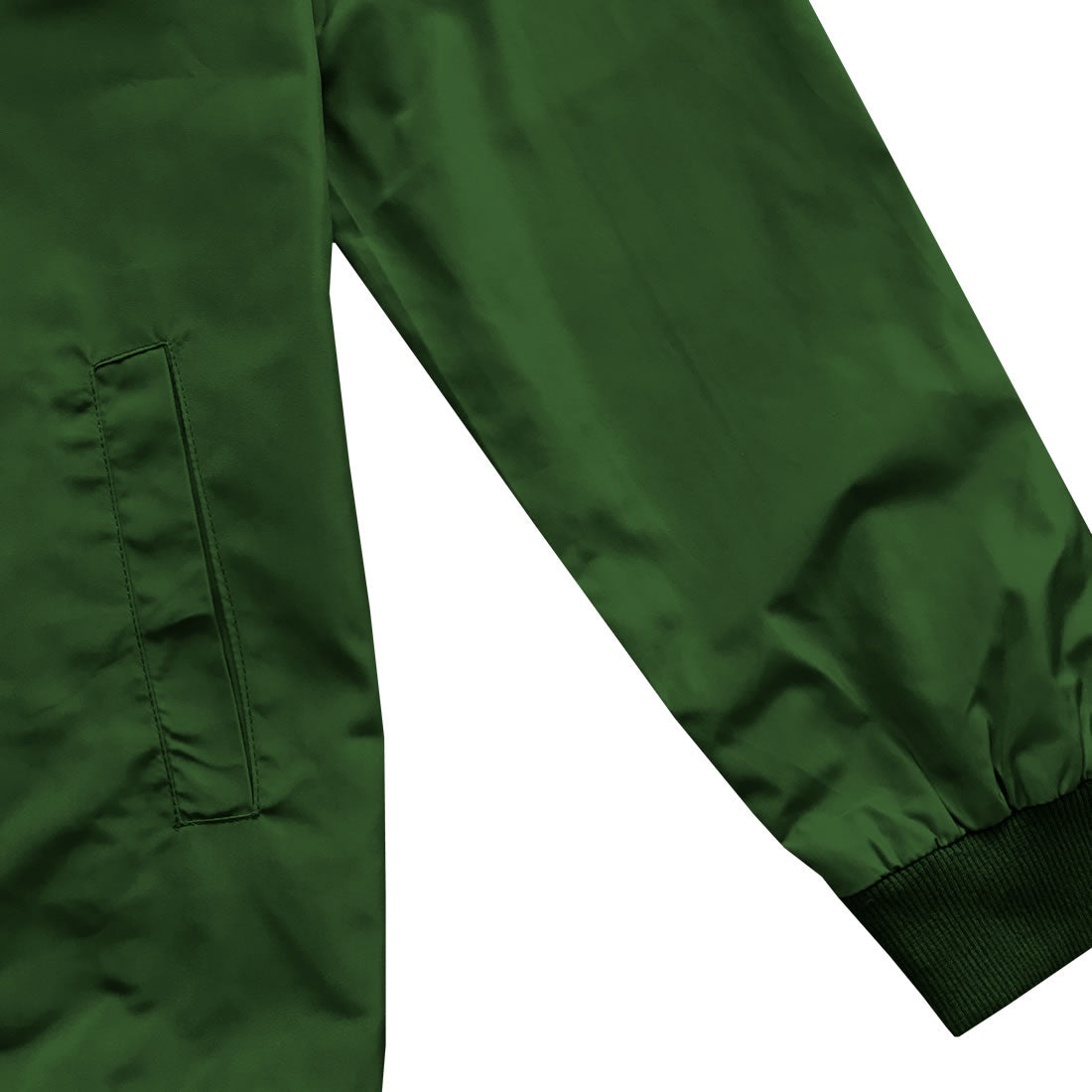 Green Mens Nylon Windbreaker Coaches Jacket Sleeve and Cuff