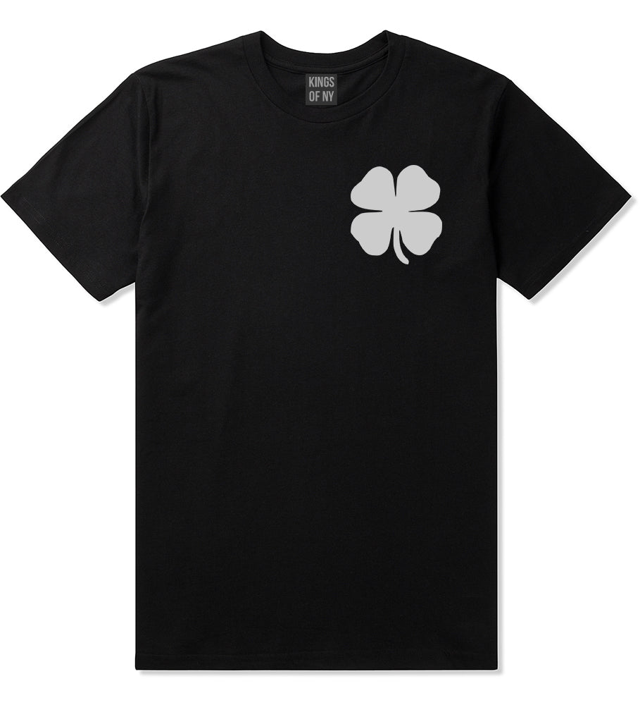Four Leaf Clover Chest Black T-Shirt by Kings Of NY