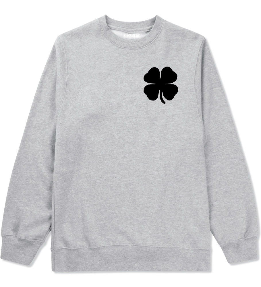 Four Leaf Clover Chest Grey Crewneck Sweatshirt by Kings Of NY