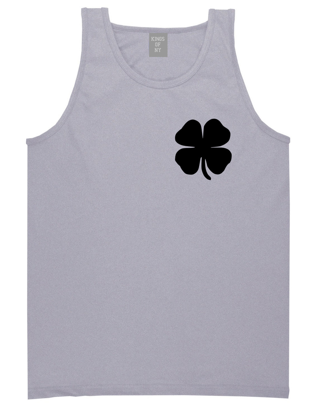 Four Leaf Clover Chest Grey Tank Top Shirt by Kings Of NY