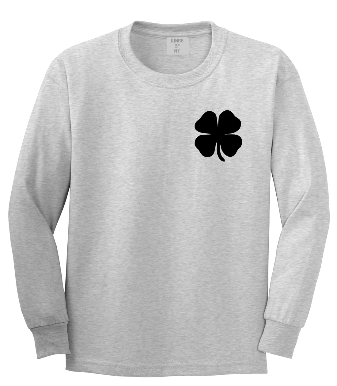 Four Leaf Clover Chest Grey Long Sleeve T-Shirt by Kings Of NY