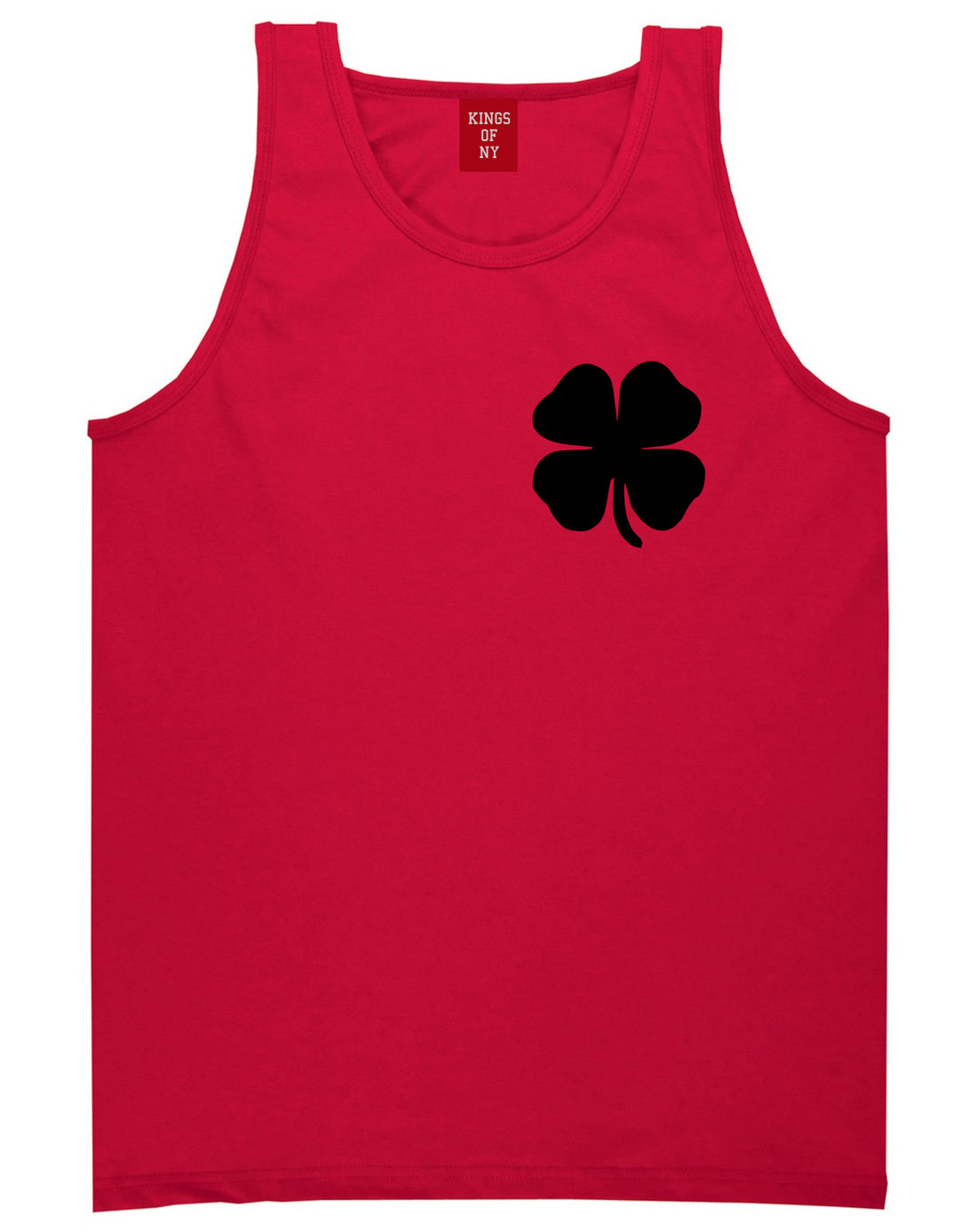 Four Leaf Clover Chest Red Tank Top Shirt by Kings Of NY