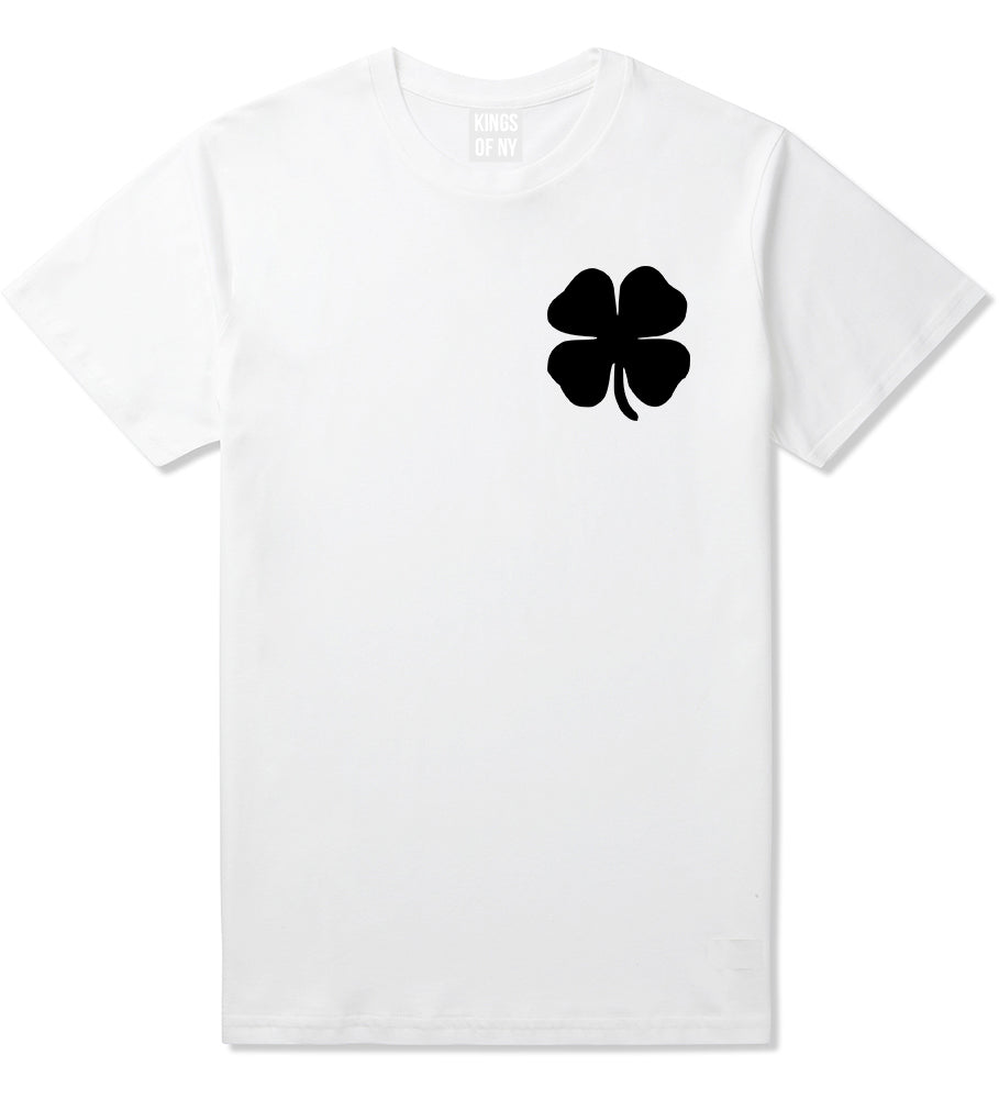Four Leaf Clover Chest White T-Shirt by Kings Of NY